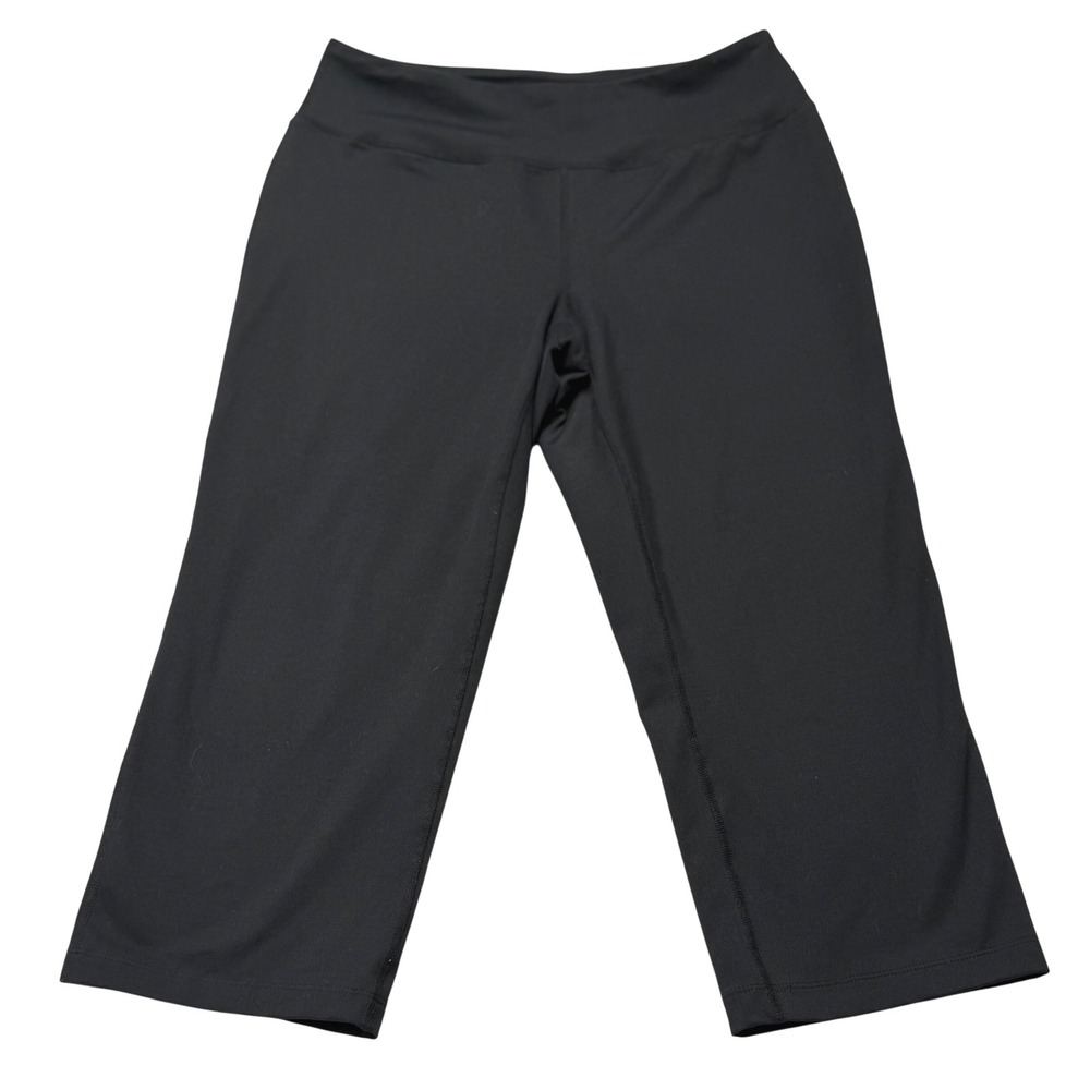 Lands End Womens Black Active Cropped Leggings Capri Pants Size M 10-12 Sporty